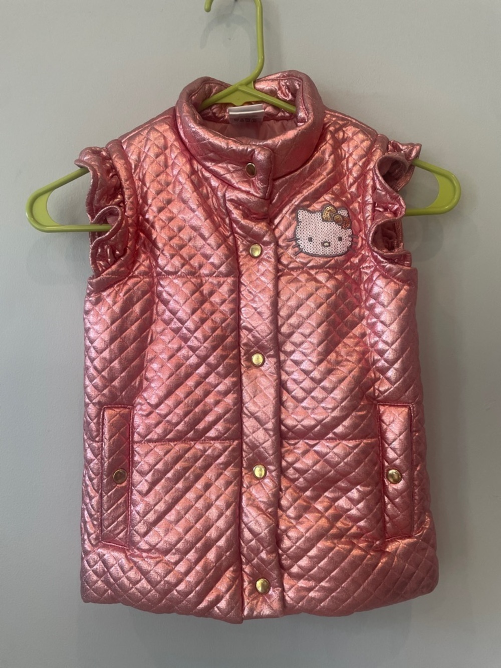 Girls' Metallic Pink Quilted Vest hello kitty size 6x